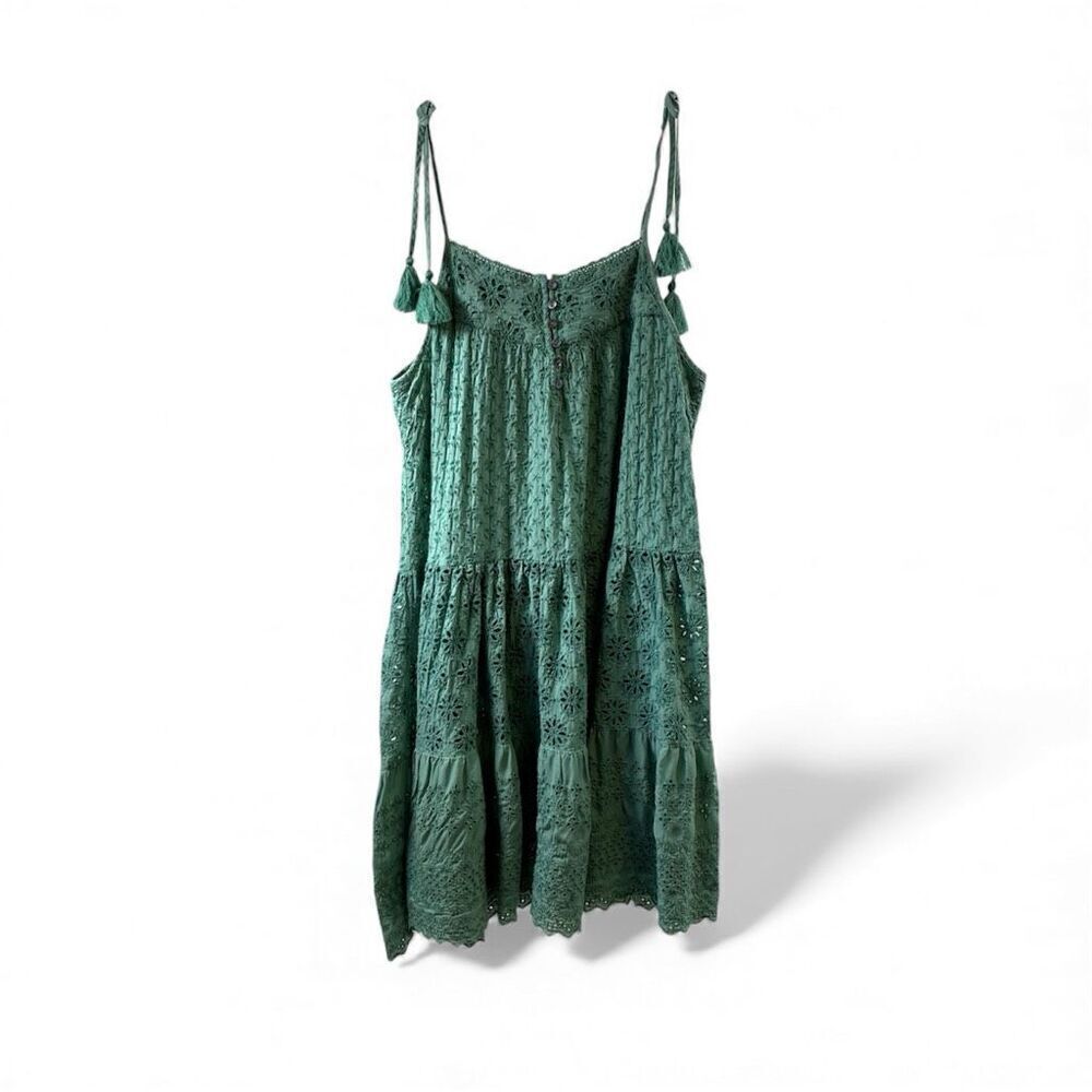 Lucky Brand Eyelet Loose Trapeze Dress in Teal Size XS